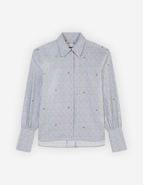  BOXY SHIRT WITH CONCEALED PLACKET IN SHIELD PRINT