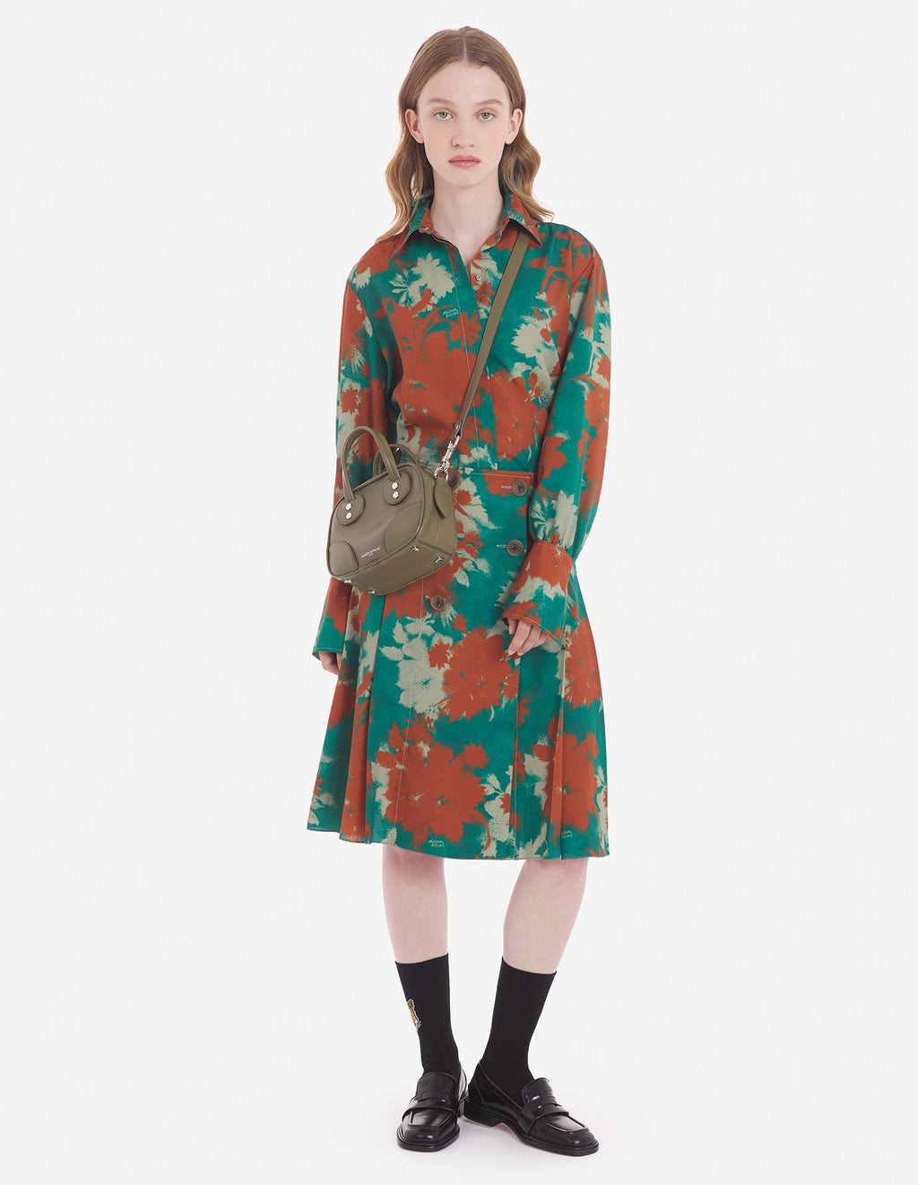  BOXY SHIRT WITH CONCEALED PLACKET IN BOUQUET CAMEO