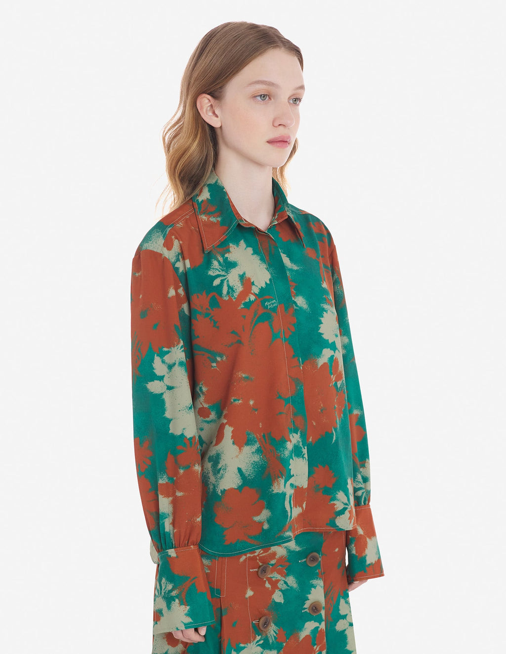  BOXY SHIRT WITH CONCEALED PLACKET IN BOUQUET CAMEO
