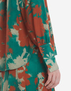  BOXY SHIRT WITH CONCEALED PLACKET IN BOUQUET CAMEO