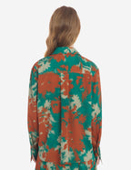  BOXY SHIRT WITH CONCEALED PLACKET IN BOUQUET CAMEO