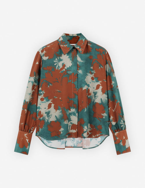  BOXY SHIRT WITH CONCEALED PLACKET IN BOUQUET CAMEO