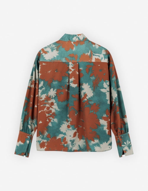  BOXY SHIRT WITH CONCEALED PLACKET IN BOUQUET CAMEO