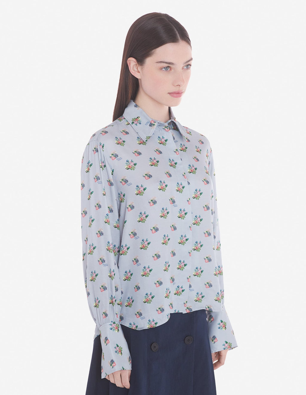  BOXY SHIRT WITH CONCEALED PLACKET IN FLORAL PRINT