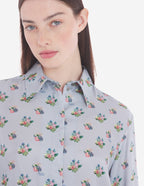  BOXY SHIRT WITH CONCEALED PLACKET IN FLORAL PRINT