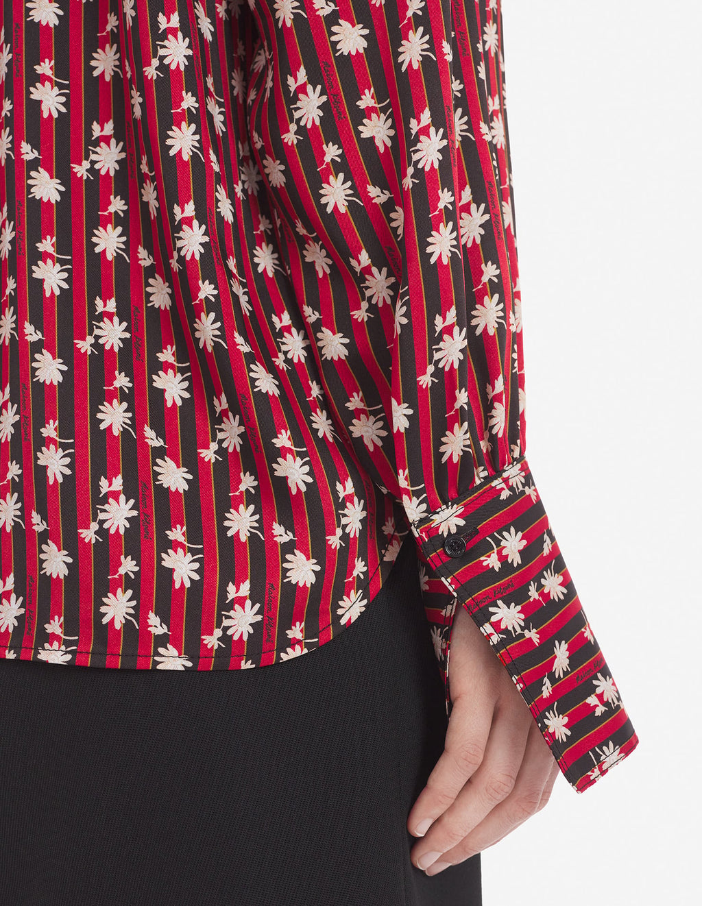  BOXY SHIRT WITH CONCEALED PLACKET IN FLORAL STRIPE