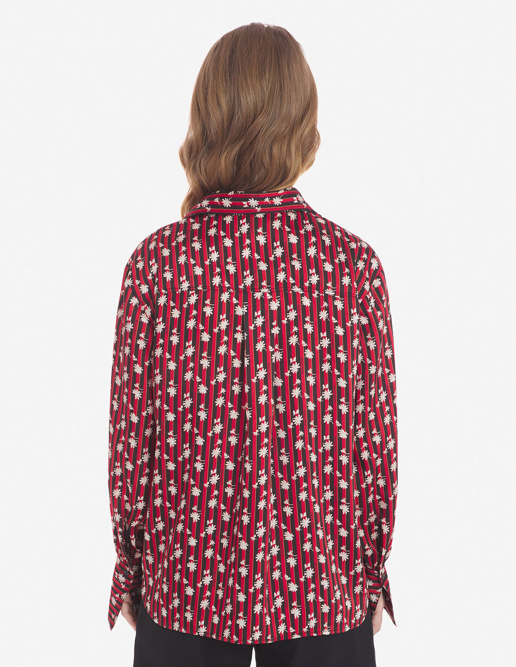  BOXY SHIRT WITH CONCEALED PLACKET IN FLORAL STRIPE