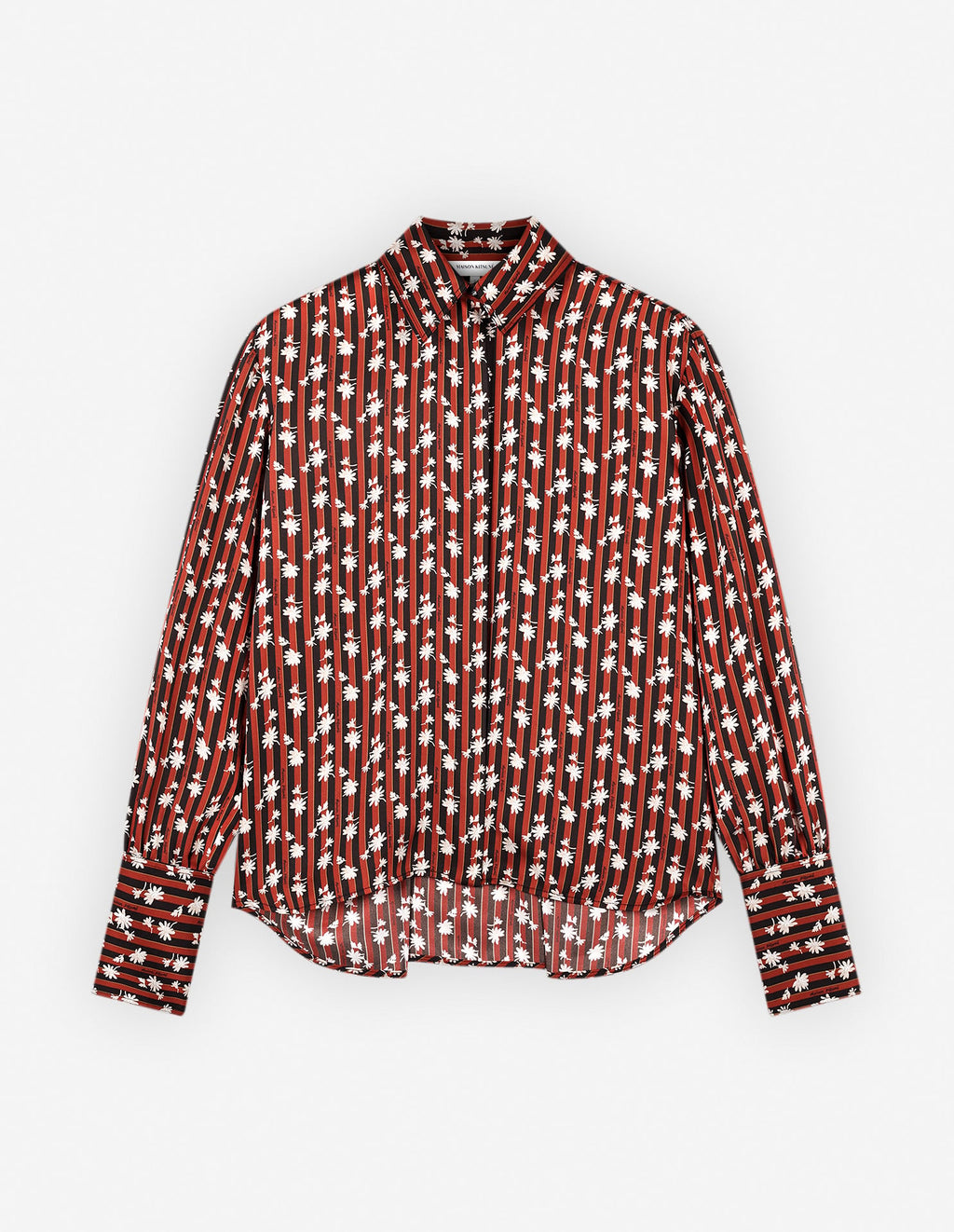  BOXY SHIRT WITH CONCEALED PLACKET IN FLORAL STRIPE