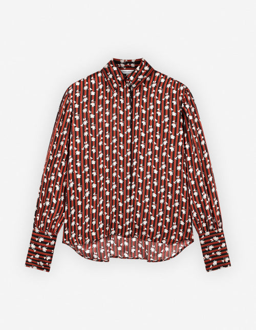  BOXY SHIRT WITH CONCEALED PLACKET IN FLORAL STRIPE