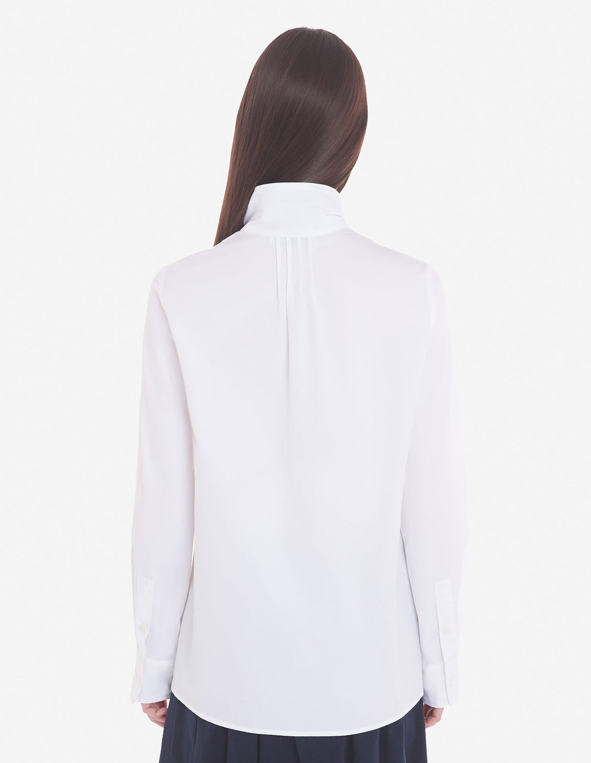  SCARF L/S BLOUSE WITH GATHERING DETAILS IN COTTON