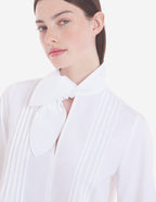  SCARF L/S BLOUSE WITH GATHERING DETAILS IN COTTON