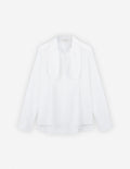  SCARF L/S BLOUSE WITH GATHERING DETAILS IN COTTON