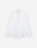  SCARF L/S BLOUSE WITH GATHERING DETAILS IN COTTON