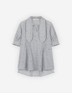  SCARF BLOUSE IN SHIELD PRINTED COTTON POPLIN