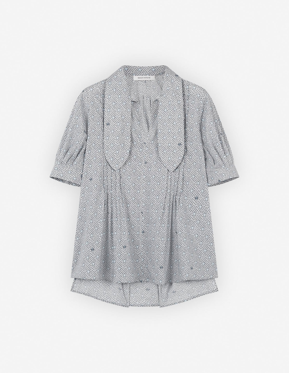  SCARF BLOUSE IN SHIELD PRINTED COTTON POPLIN