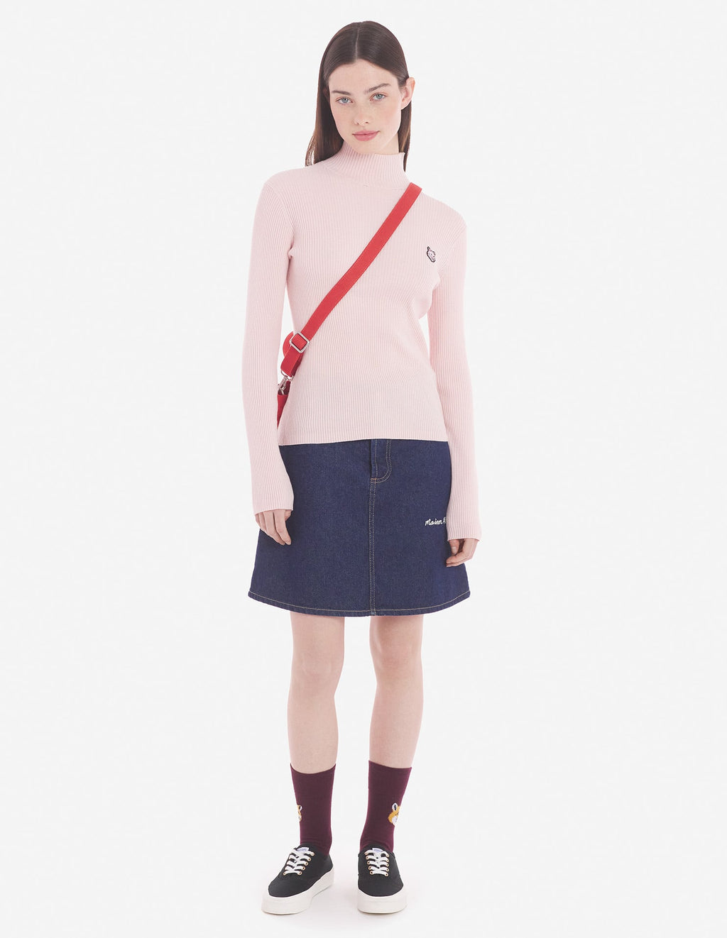  BOLD FOX HEAD PATCH FINE RIBBED TURTLENECK