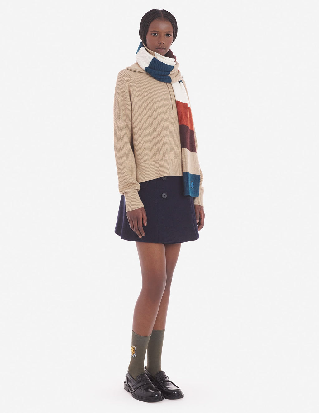  BOLD FOX HEAD PATCH HALF ZIP RIBBED JUMPER