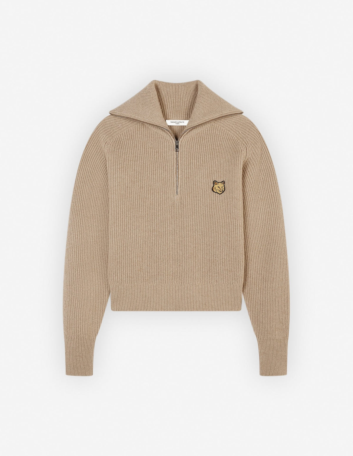  BOLD FOX HEAD PATCH HALF ZIP RIBBED JUMPER