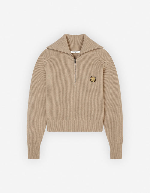  BOLD FOX HEAD PATCH HALF ZIP RIBBED JUMPER