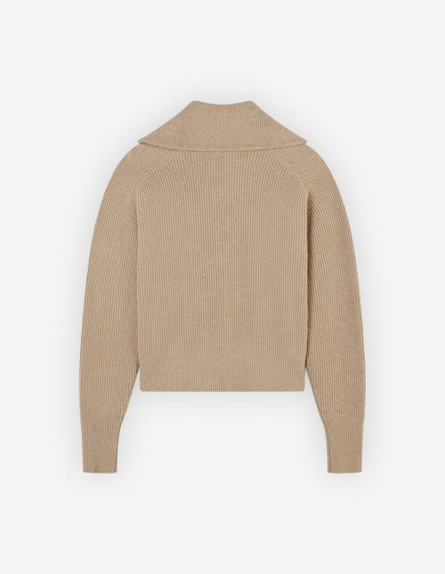  BOLD FOX HEAD PATCH HALF ZIP RIBBED JUMPER