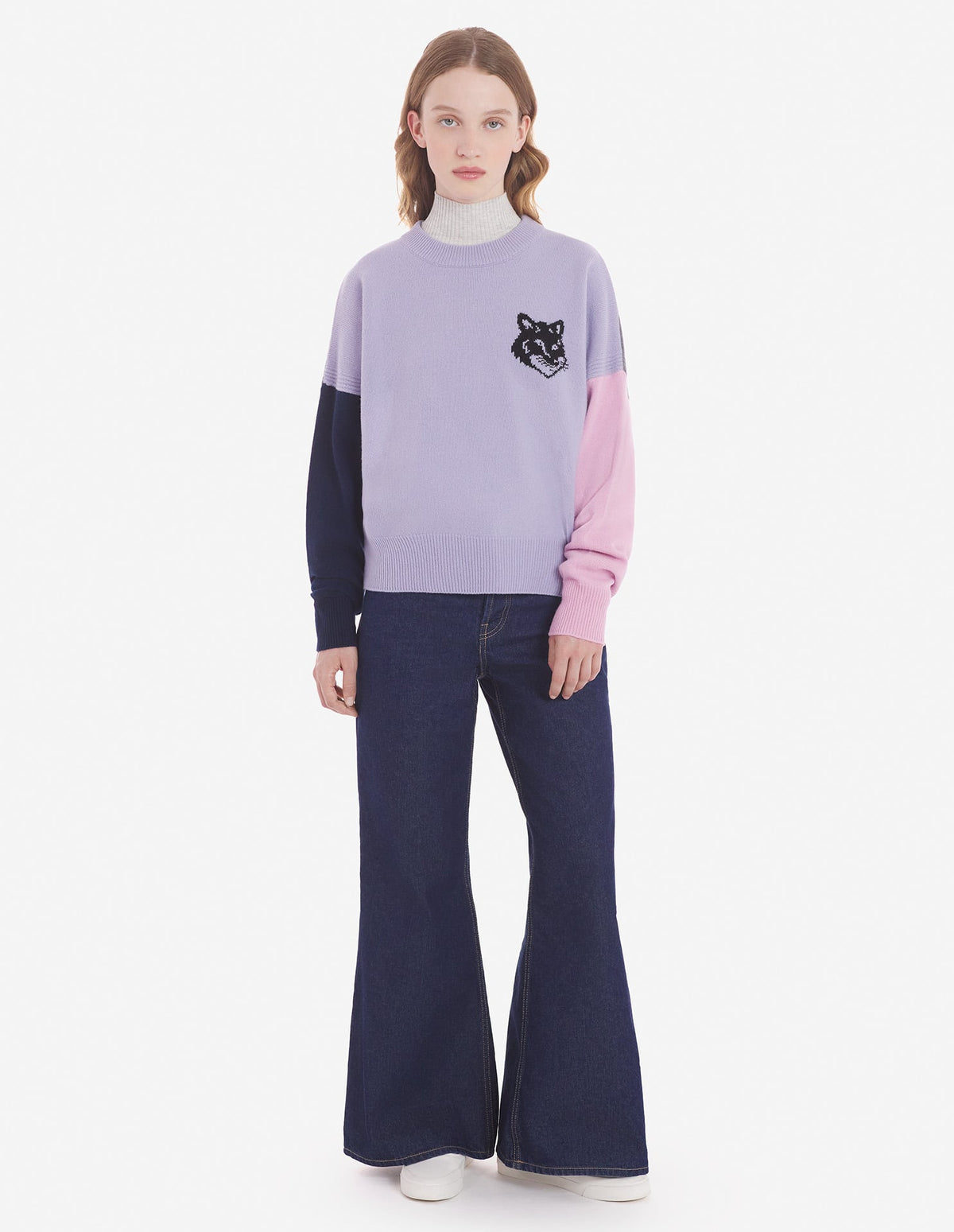  FOX HEAD INTARSIA COMFORT JUMPER IN COLOUR BLOCK
