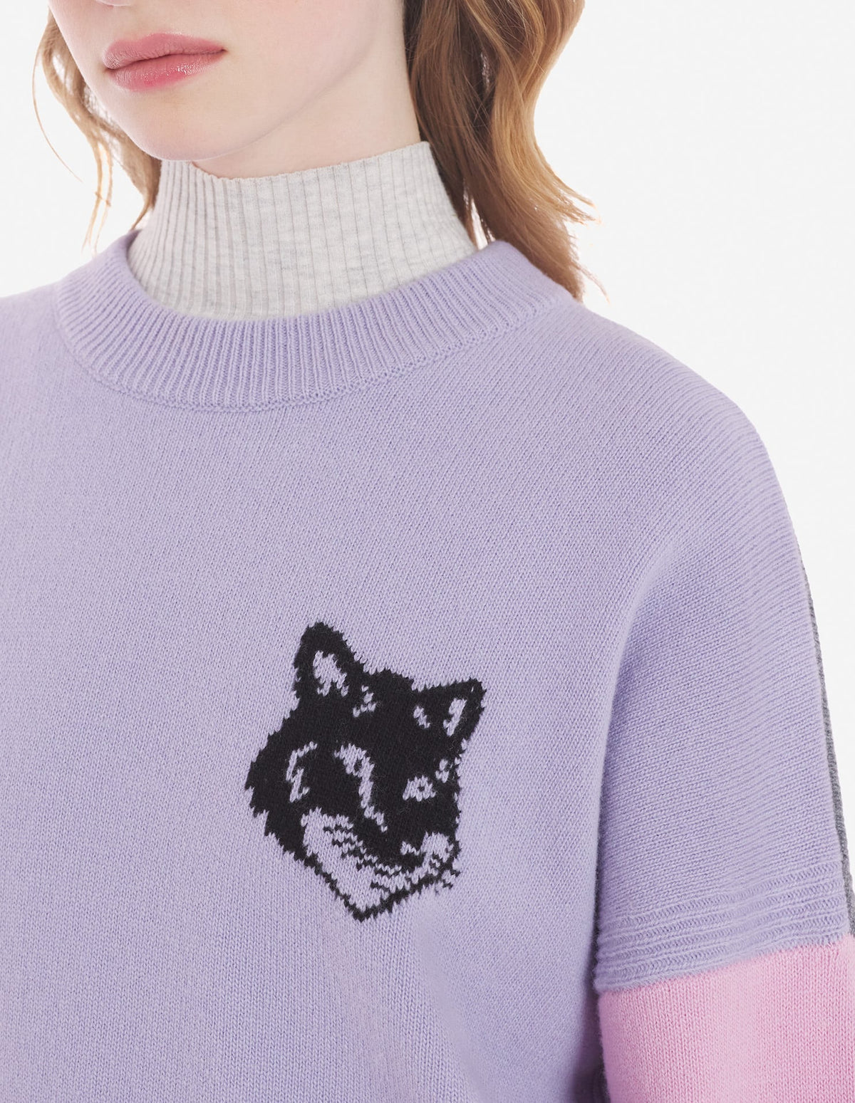  FOX HEAD INTARSIA COMFORT JUMPER IN COLOUR BLOCK