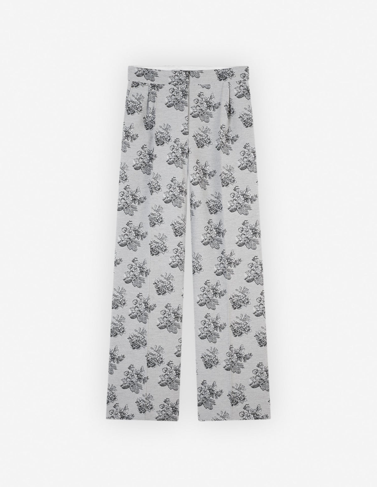  DOUBLE PLEAT TAILORED PANTS IN FLOWERS JACQUARD