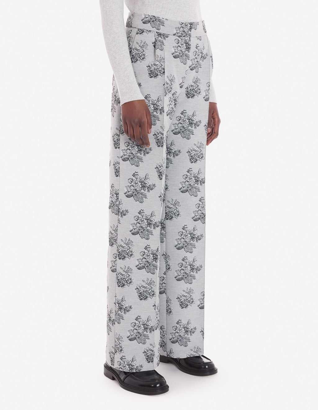  DOUBLE PLEAT TAILORED PANTS IN FLOWERS JACQUARD