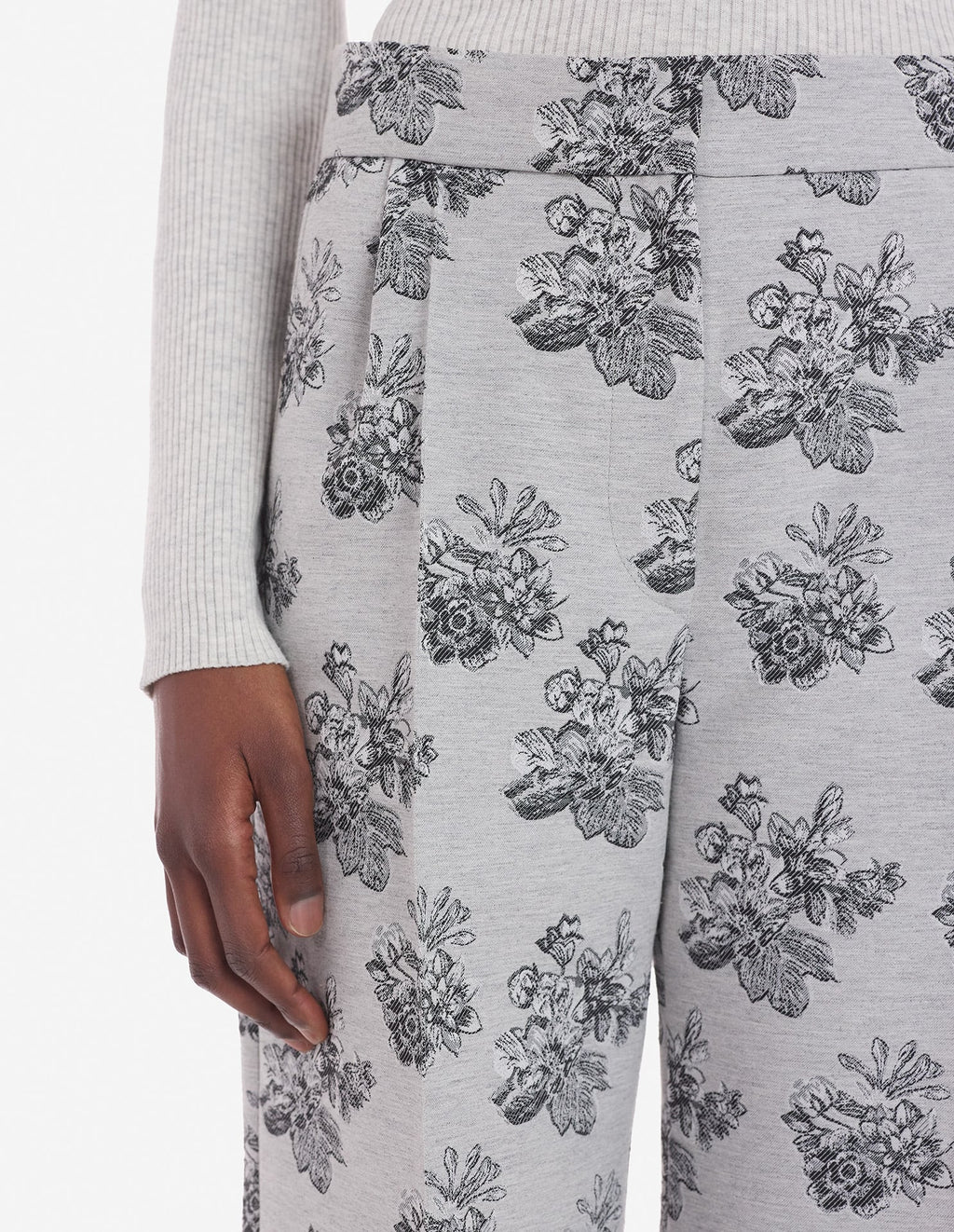  DOUBLE PLEAT TAILORED PANTS IN FLOWERS JACQUARD