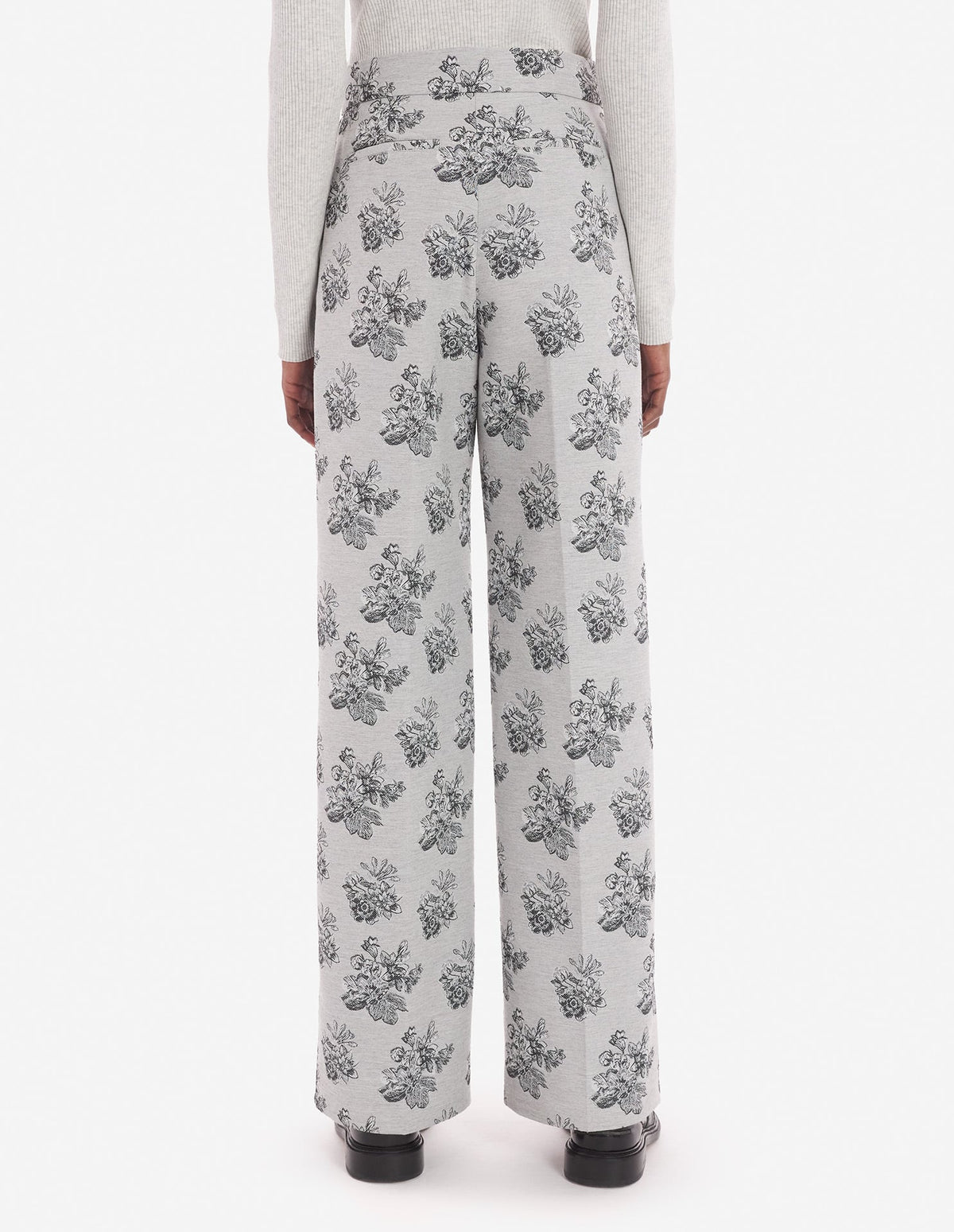  DOUBLE PLEAT TAILORED PANTS IN FLOWERS JACQUARD