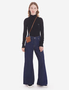  CROPPED FLARE JEANS IN INDIGO DENIM