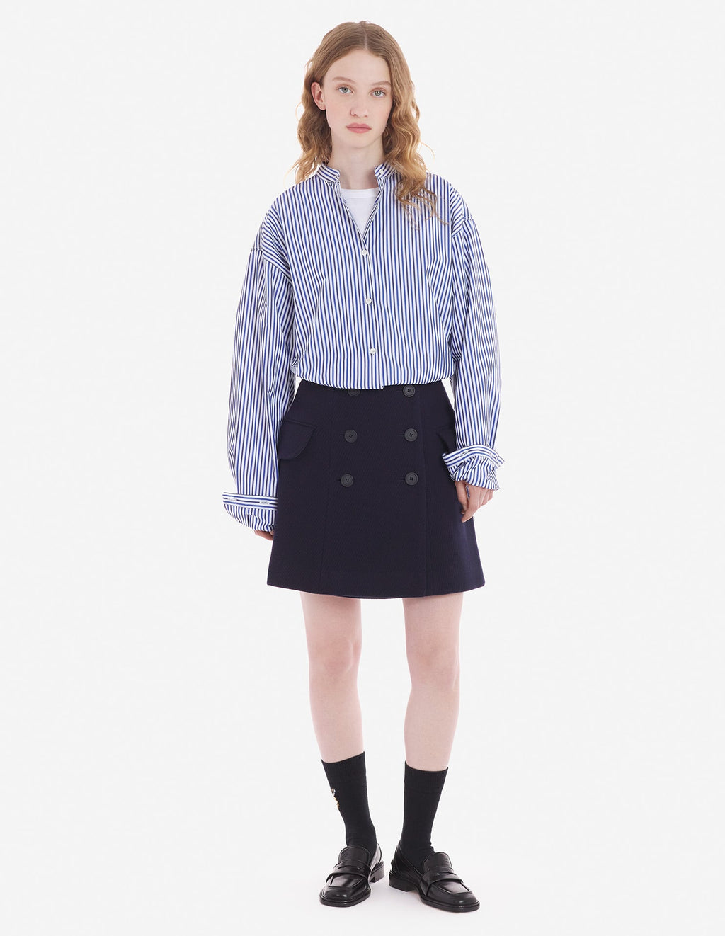  MINI A-LINE WRAP SKIRT IN TEXTURISED WOOL BLEND TW