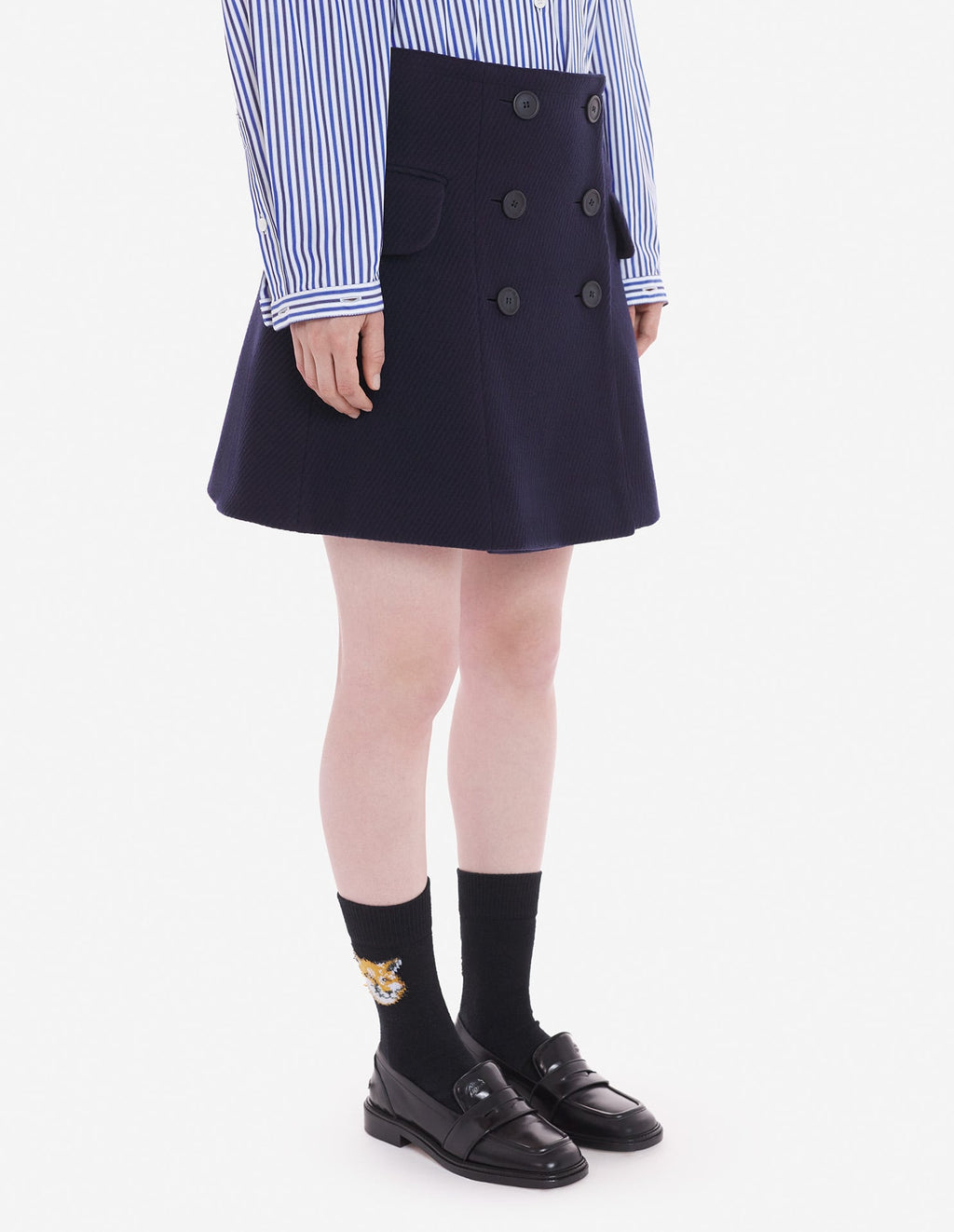  MINI A-LINE WRAP SKIRT IN TEXTURISED WOOL BLEND TW