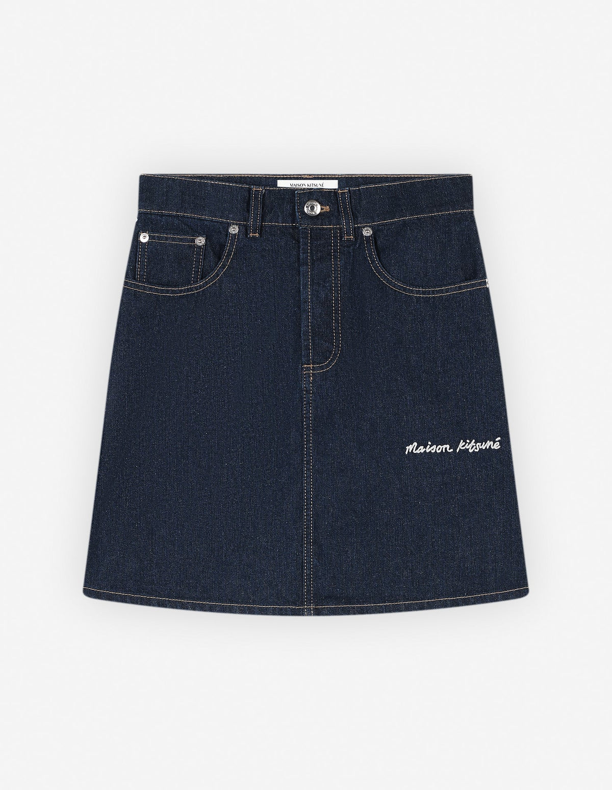  MINI A-LINE SKIRT IN INDIGO DENIM