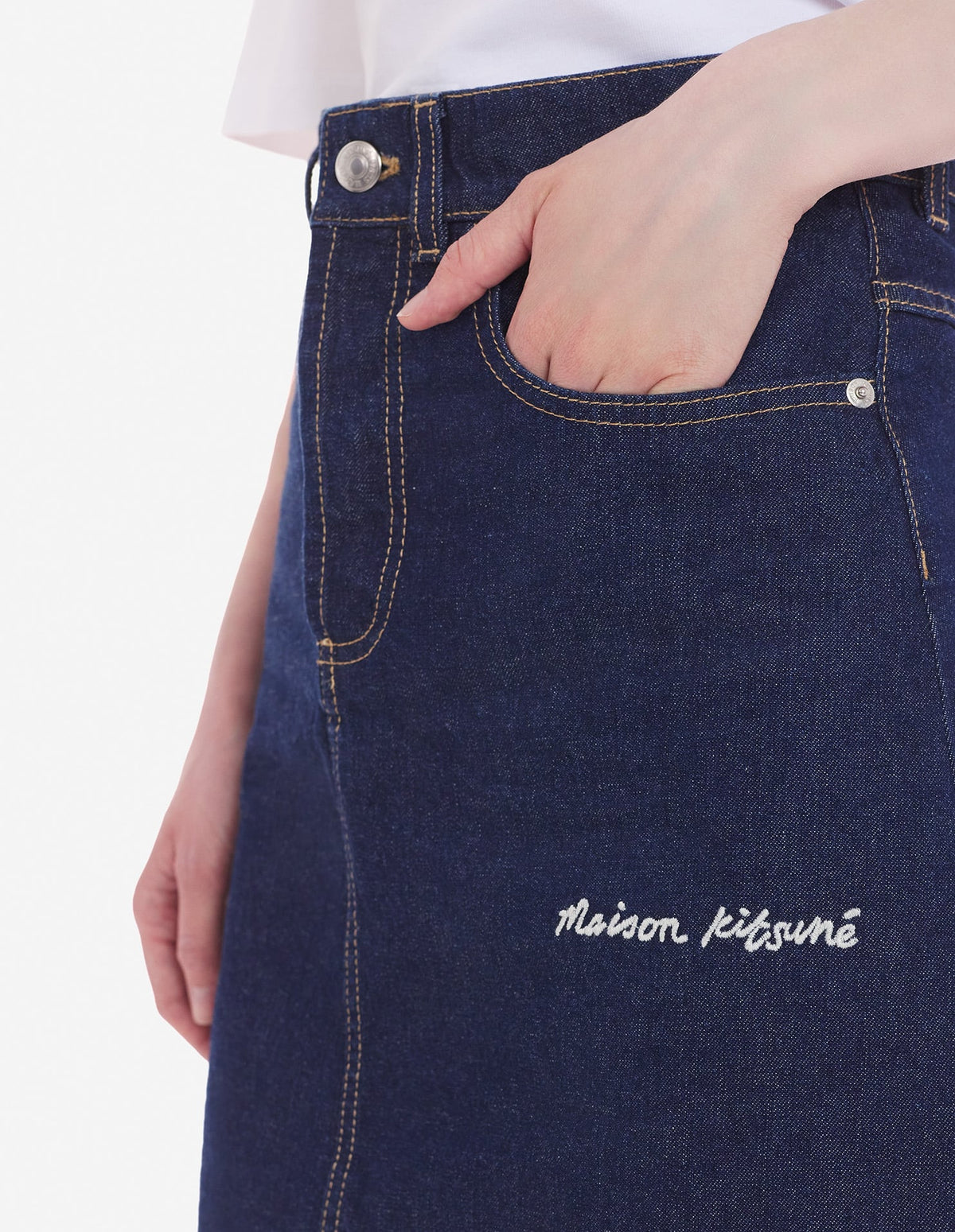  MINI A-LINE SKIRT IN INDIGO DENIM