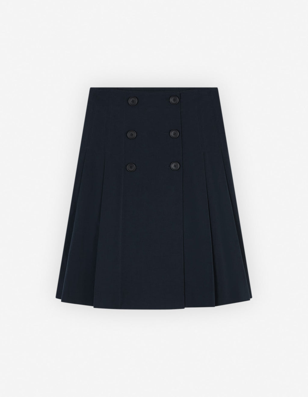  KNEE PLEATED WRAP SKIRT IN COTTON POPLIN