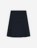  KNEE PLEATED WRAP SKIRT IN COTTON POPLIN