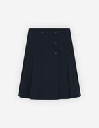  KNEE PLEATED WRAP SKIRT IN COTTON POPLIN