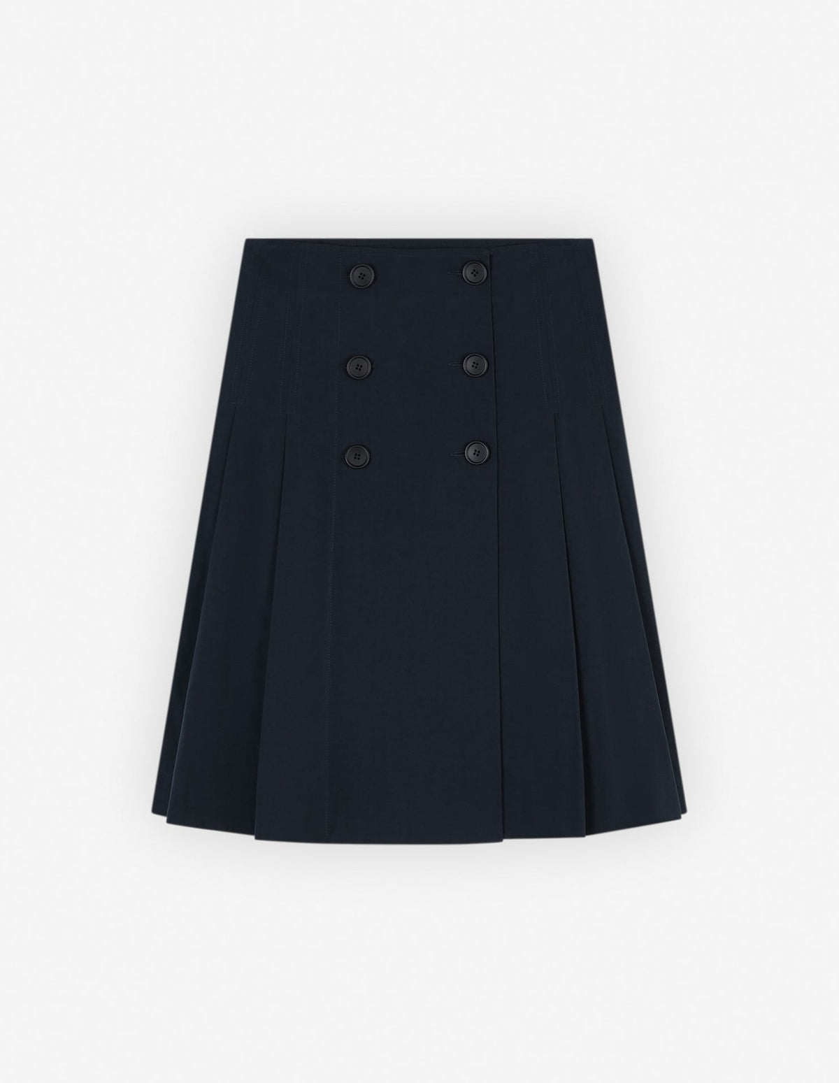  KNEE PLEATED WRAP SKIRT IN COTTON POPLIN