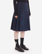  KNEE PLEATED WRAP SKIRT IN COTTON POPLIN