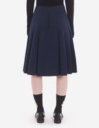  KNEE PLEATED WRAP SKIRT IN COTTON POPLIN