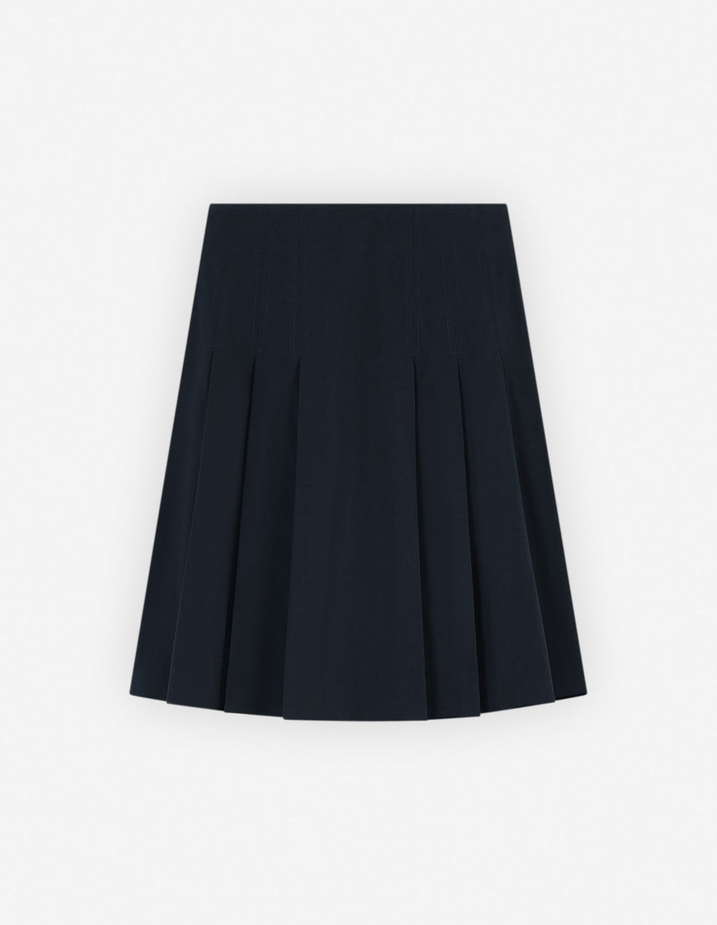  KNEE PLEATED WRAP SKIRT IN COTTON POPLIN