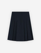  KNEE PLEATED WRAP SKIRT IN COTTON POPLIN