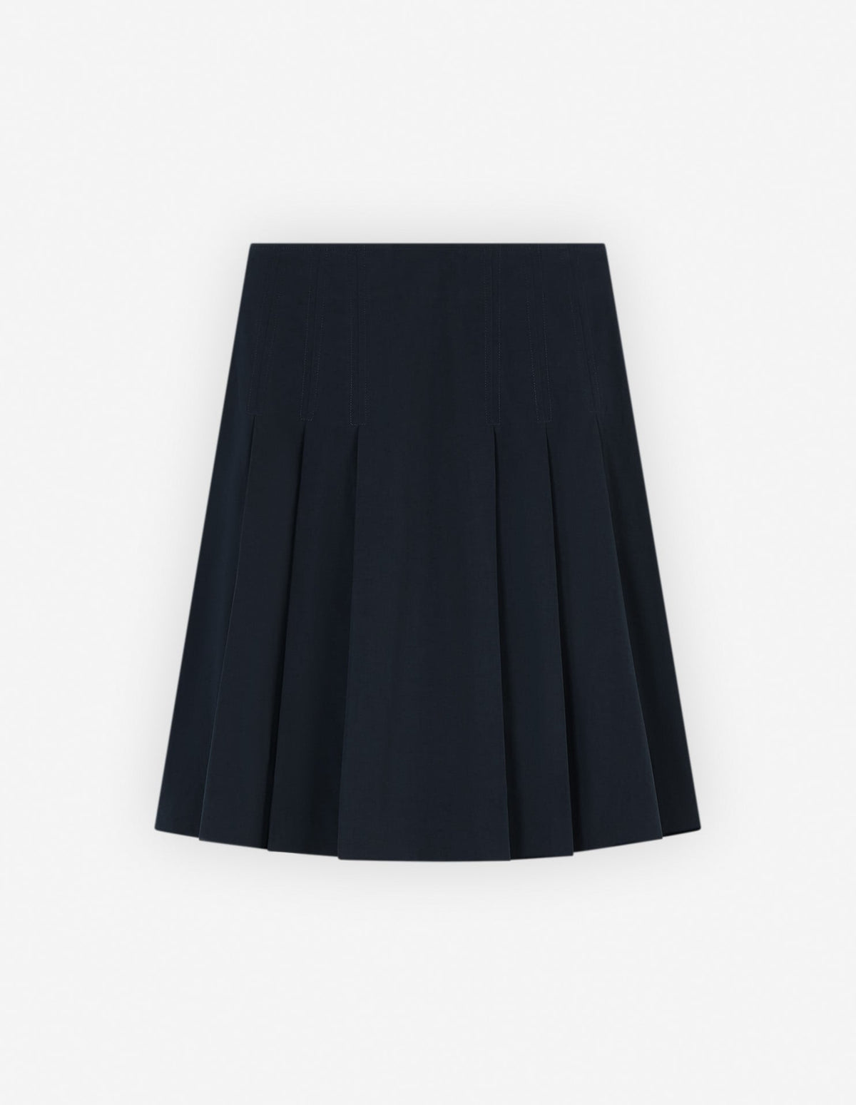  KNEE PLEATED WRAP SKIRT IN COTTON POPLIN