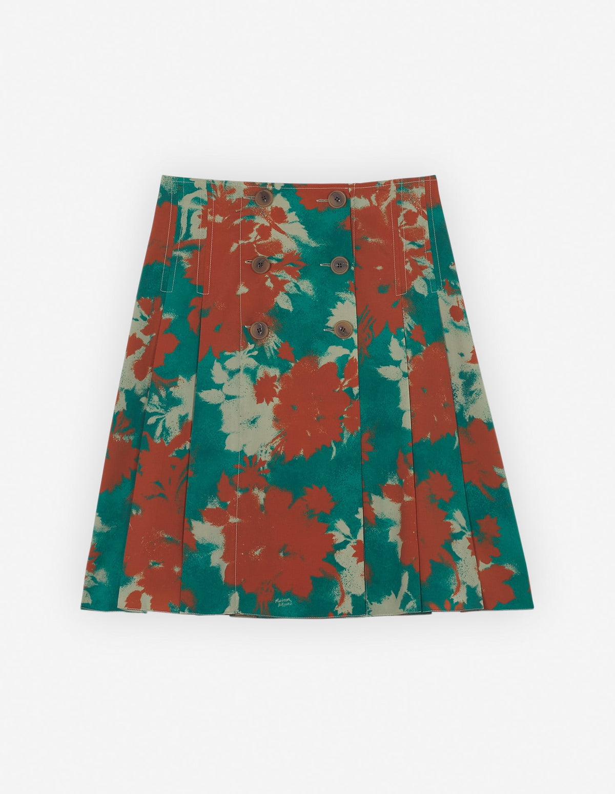  KNEE PLEATED WRAP SKIRT IN BOUQUET CAMEO PRINTED C