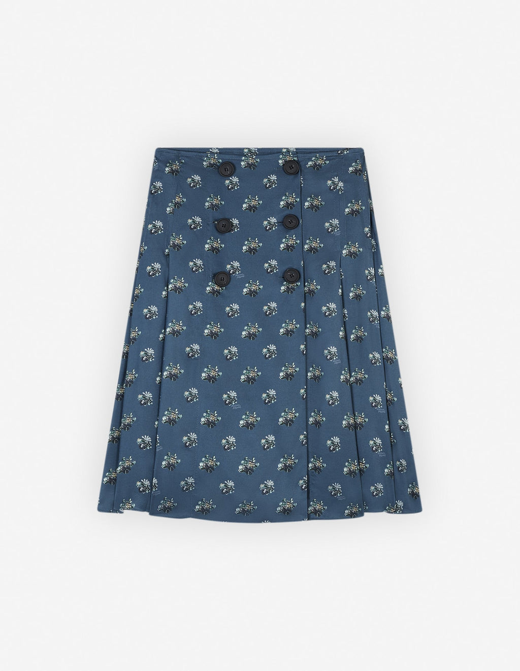  KNEE PLEATED WRAP SKIRT IN FLORAL PRINTED VISCOSE