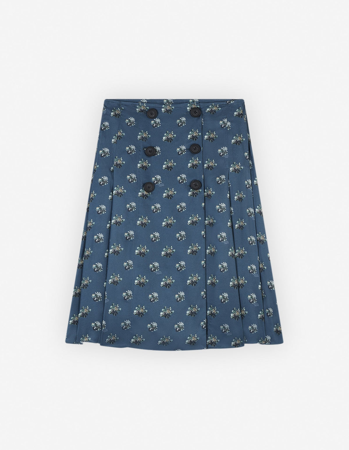  KNEE PLEATED WRAP SKIRT IN FLORAL PRINTED VISCOSE