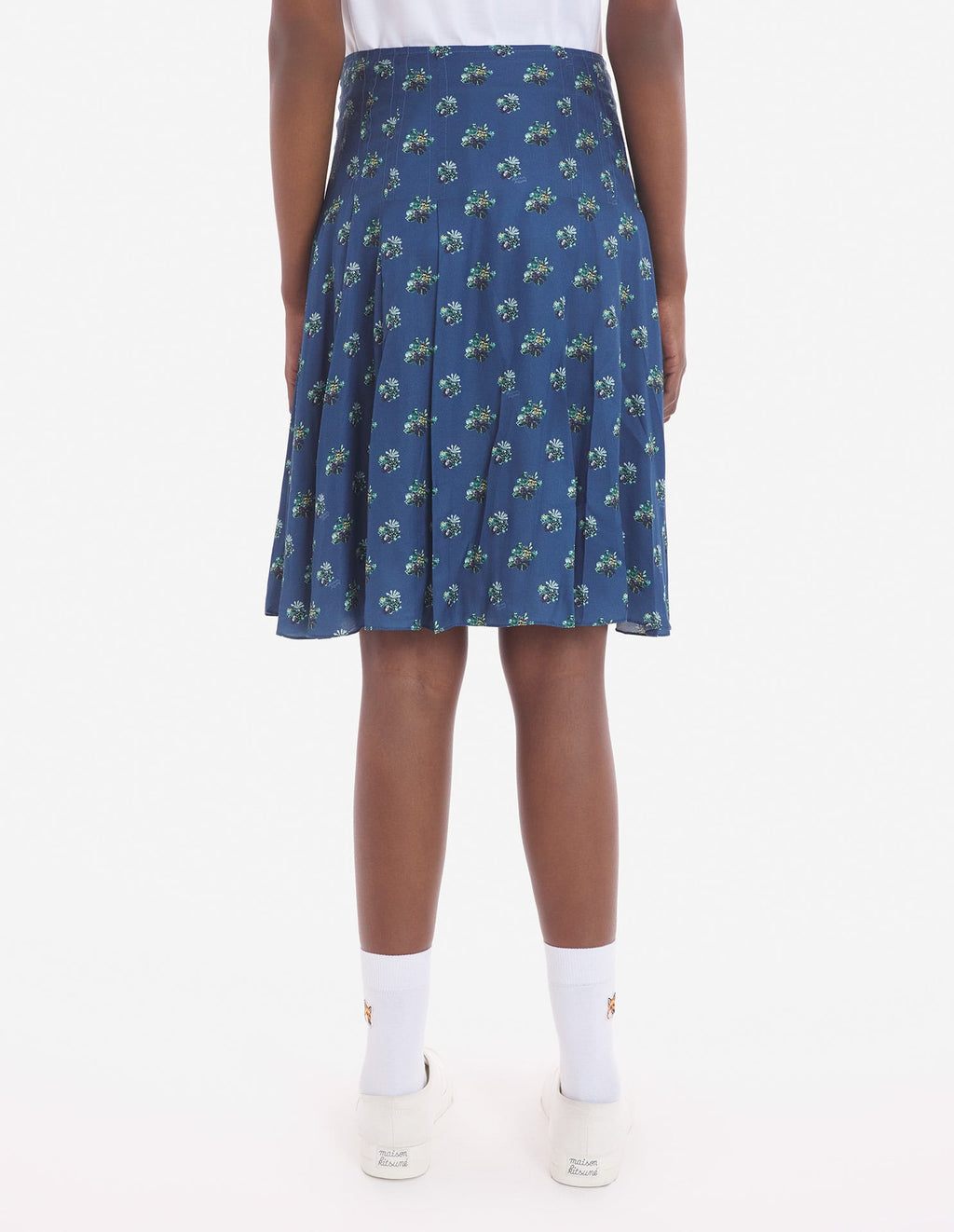  KNEE PLEATED WRAP SKIRT IN FLORAL PRINTED VISCOSE