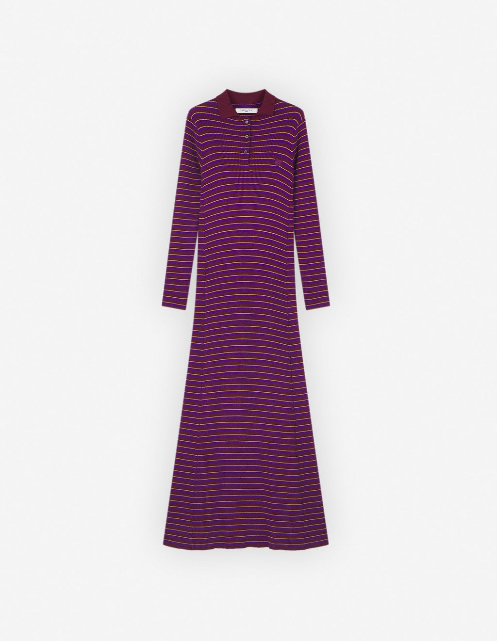  TONAL FOX HEAD PATCH FINE RIBBED DRESS WITH STRIPE