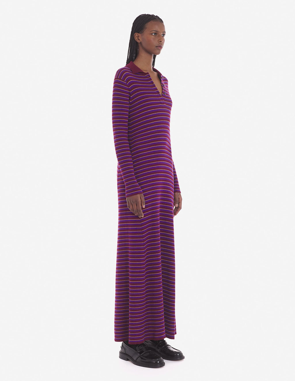  TONAL FOX HEAD PATCH FINE RIBBED DRESS WITH STRIPE